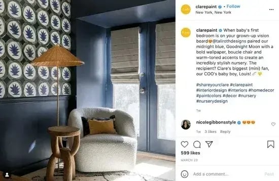 brand voice, clare paint instagram post